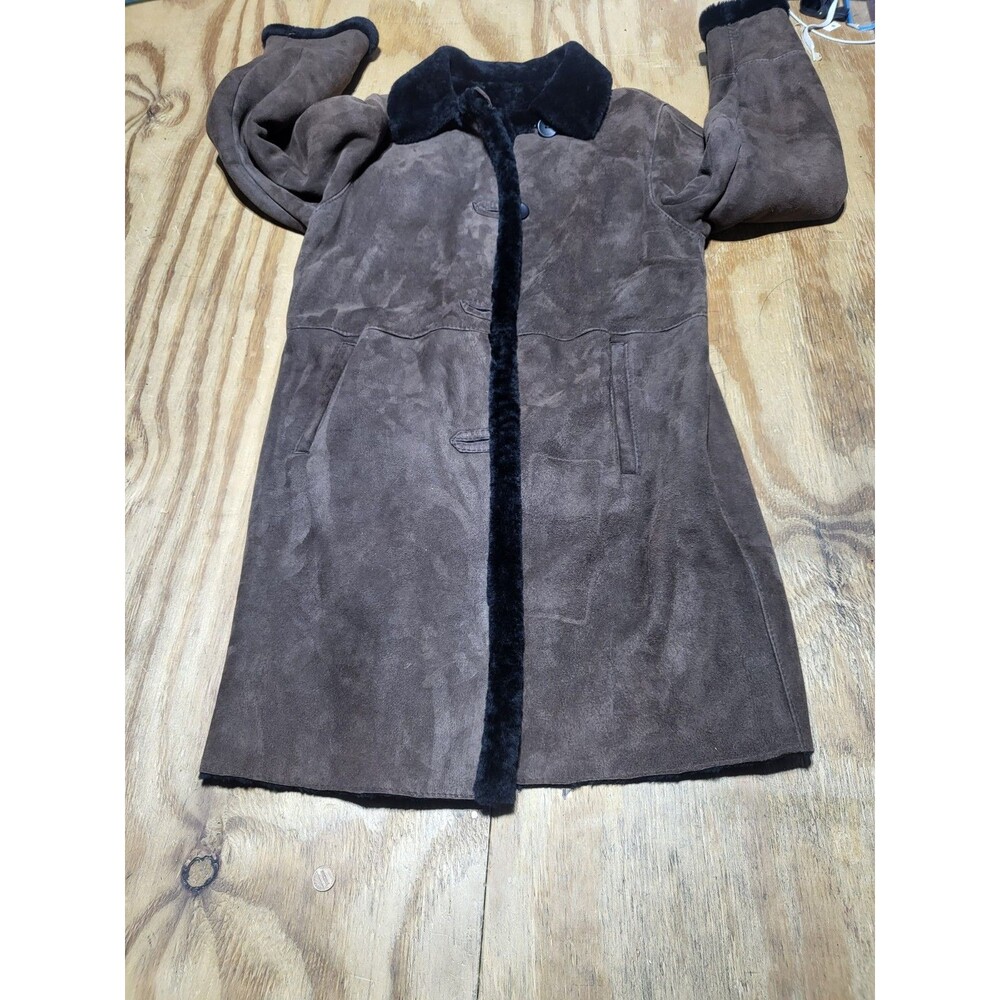 blue duck shearling coat Women M Brown Button  Suede @jrack